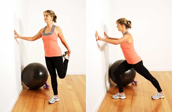 Quadricep stretch and calf stretch